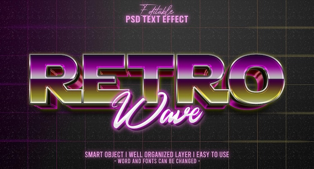 PSD 3d modern retro pop 80's editable text effect