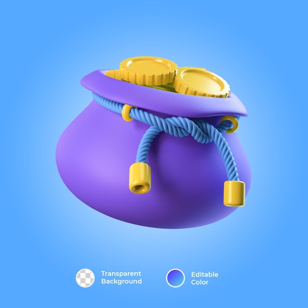 3d money bag icon design isolated