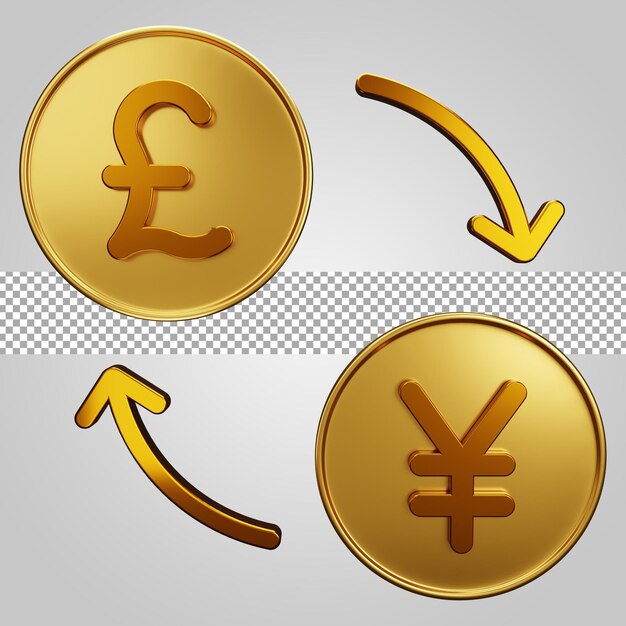 3d money exchange pound yen with transparent background