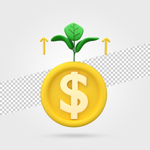 3d money growth icon render