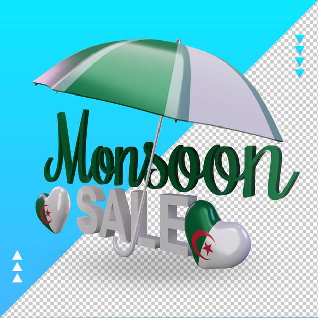 3d monsoon sale Algeria flag rendering right view