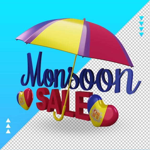 3d monsoon sale Andorra flag rendering right view