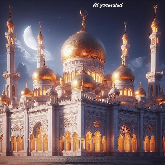 PSD 3d mosque illustration gradient mosque illustration