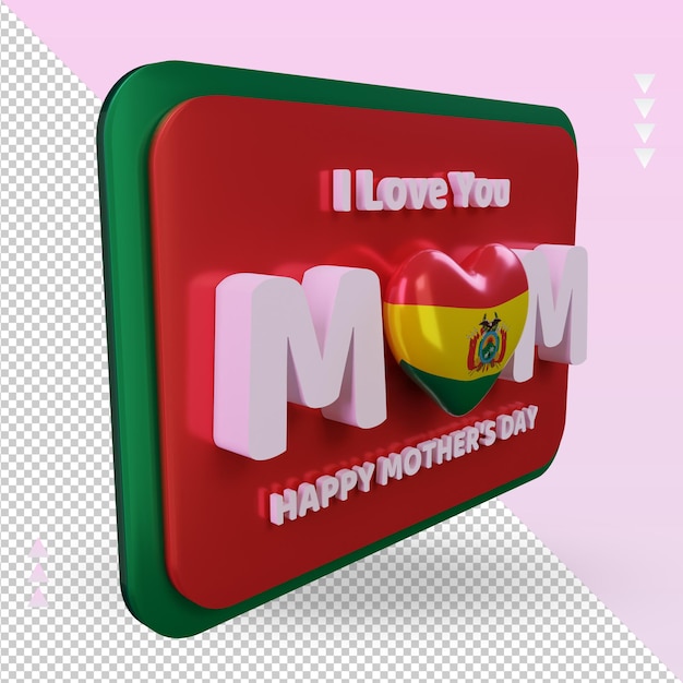 3d mothers day Bolivia flag rendering left view