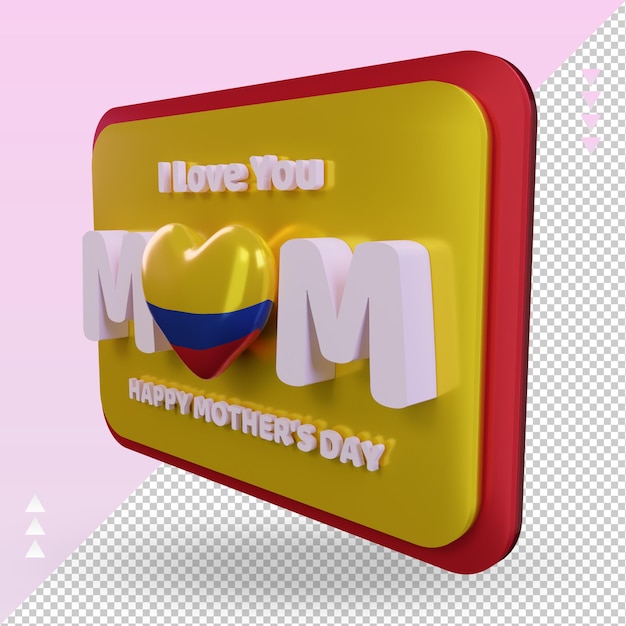 3d mothers day Colombia flag rendering right view