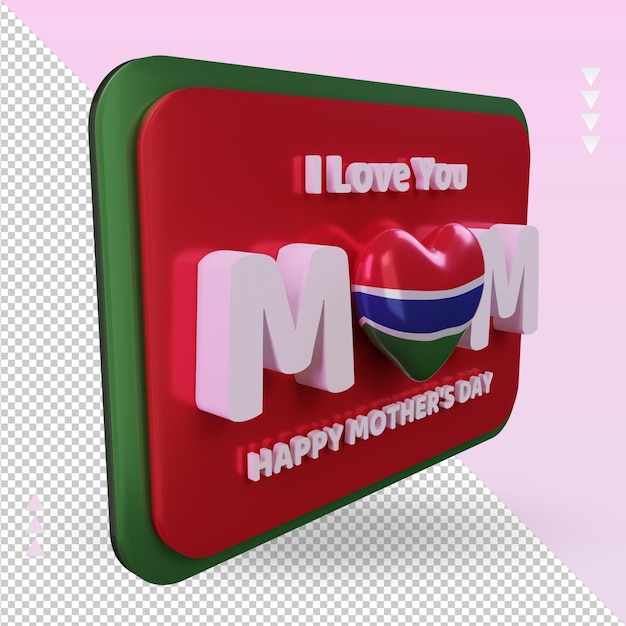 3d mothers day Gambia flag rendering left view