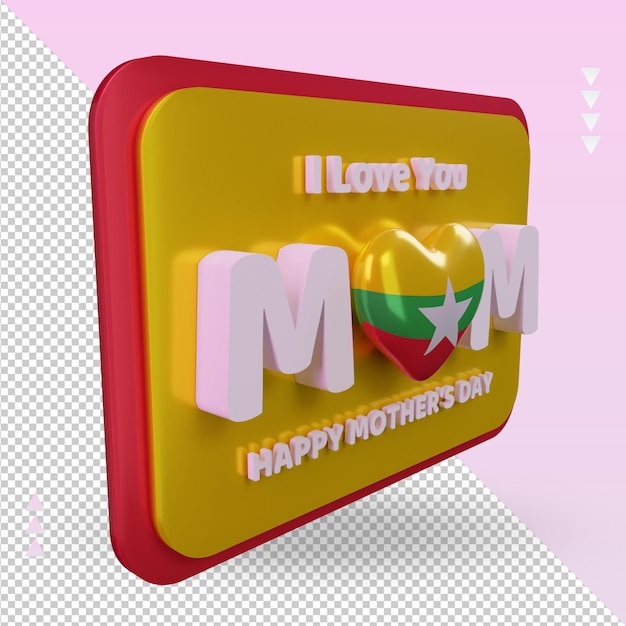 3d mothers day Myanmar flag rendering left view