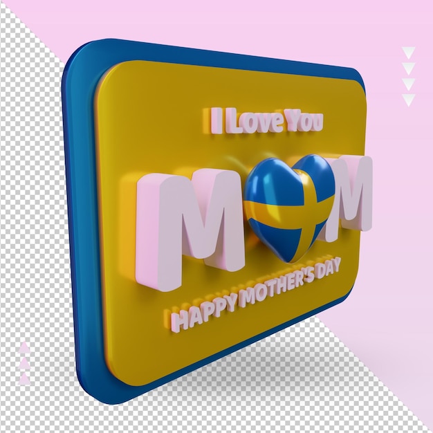 3d mothers day Sweden flag rendering left view