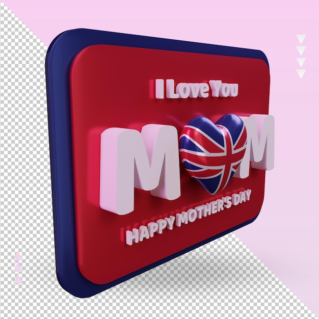 3d mothers day United Kingdom flag rendering left view