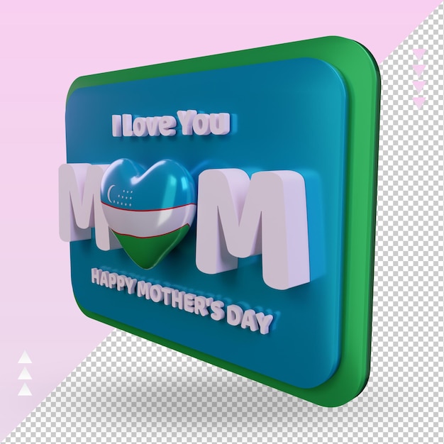 3d mothers day Uzbekistan flag rendering right view