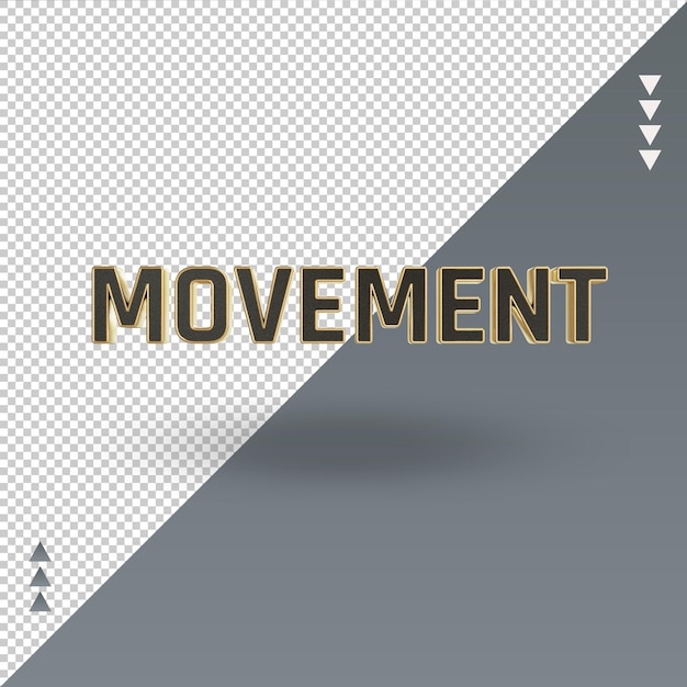 3d Movement black gold icon rendering front view