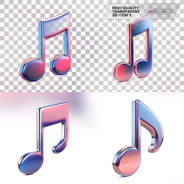 3D Music Note Icon A Music Note Icon Representing Audio on Transparent Background