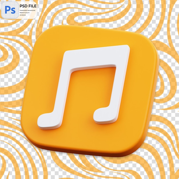 3D Music Note Render Icon Isolated PNG Illustration PSD Template