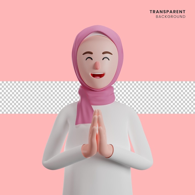 3d muslim women shows greeting gesture