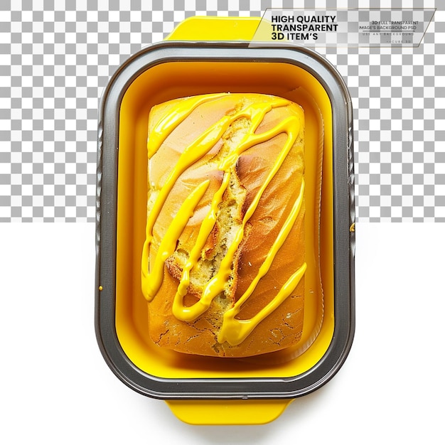 PSD 3d mustard loaf pan a nonstick loaf pan for baking bread on transparent background 5154