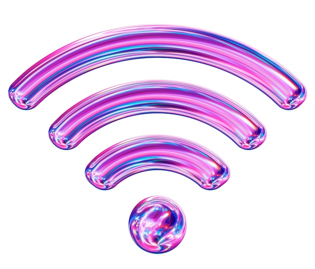 3d neon or holographic Wifi icon Online communication concept 3d rendering illustration