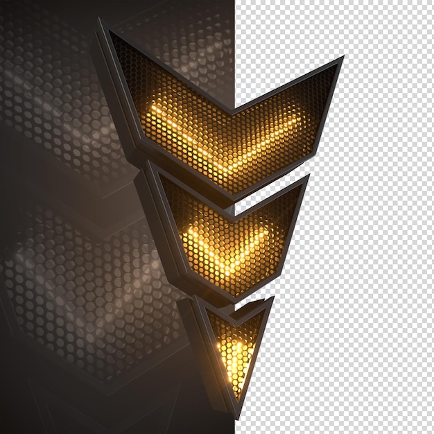 PSD 3d neon panel arrow triangle grids for composition