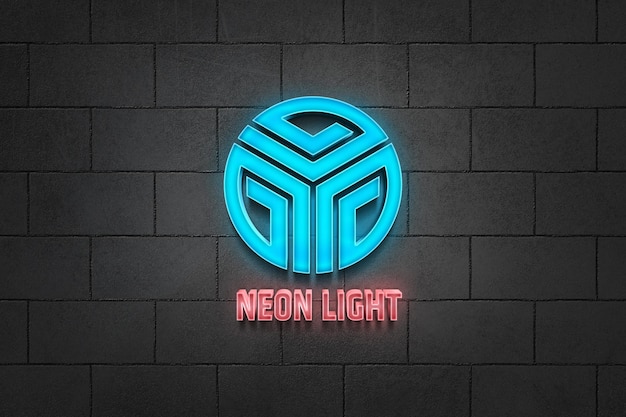 3D Neon Sign Logo Mockup