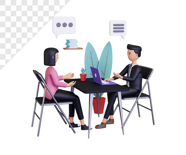 3d new hire interview illustration