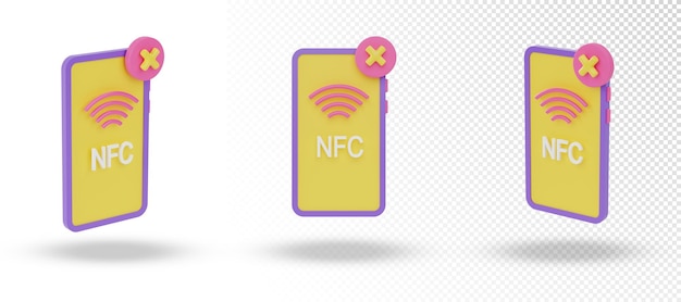 3d nfc payment icon with cross mark