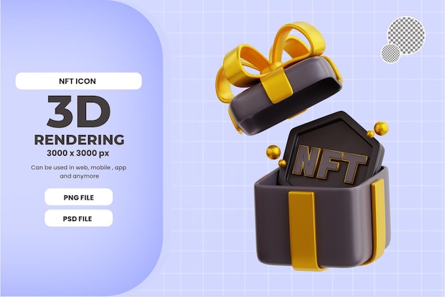 3d NFT coin giftbox with black color icon