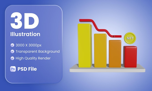 3D NFT Market Crash Chart Illustration