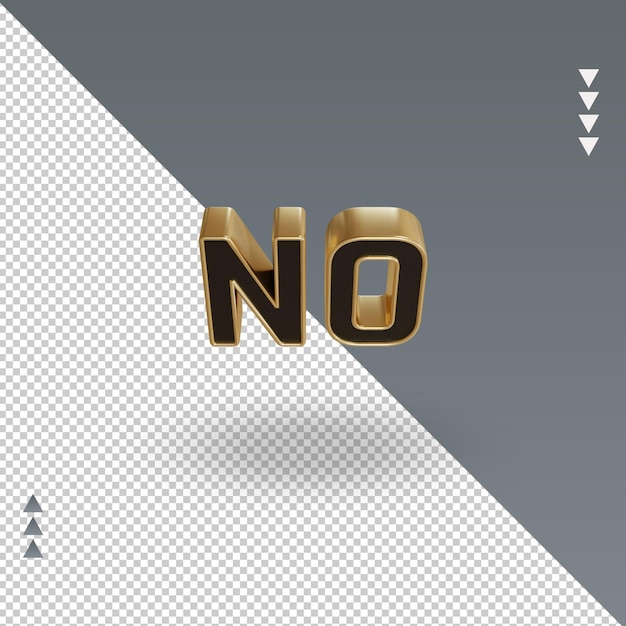 3d No black gold text rendering Top view