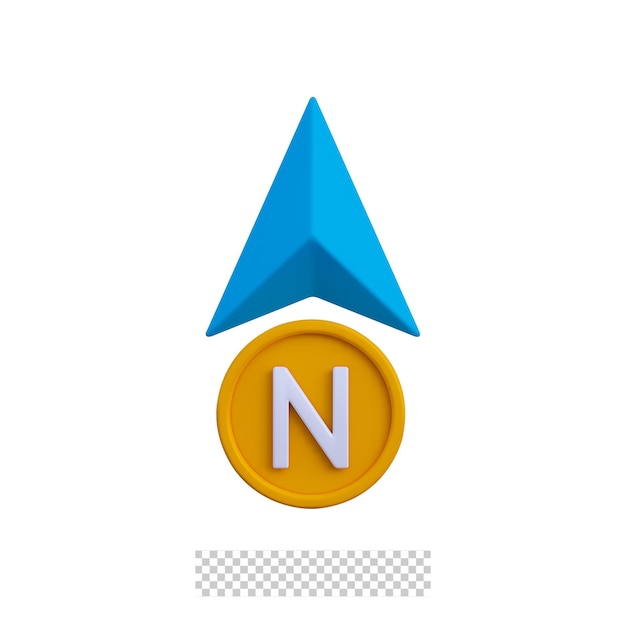 3d North Direction icon isolated