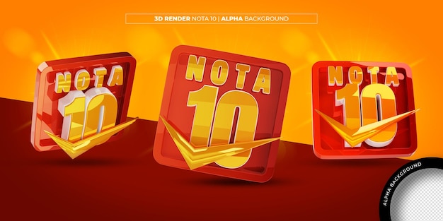 3d Note Ten logo element for composition