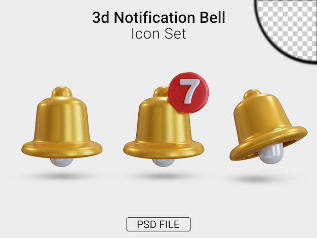 3d Notification Bell Icon Set