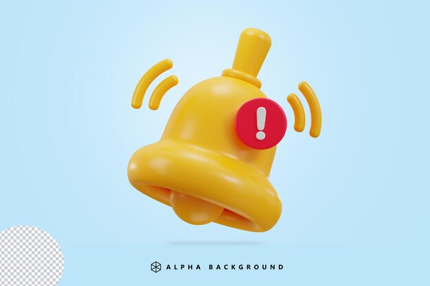 3d notification bell icon vector illustration