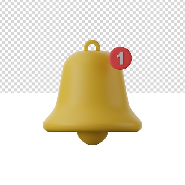 3d notification bell icon Yellow ringing bell with new notification for social media reminder