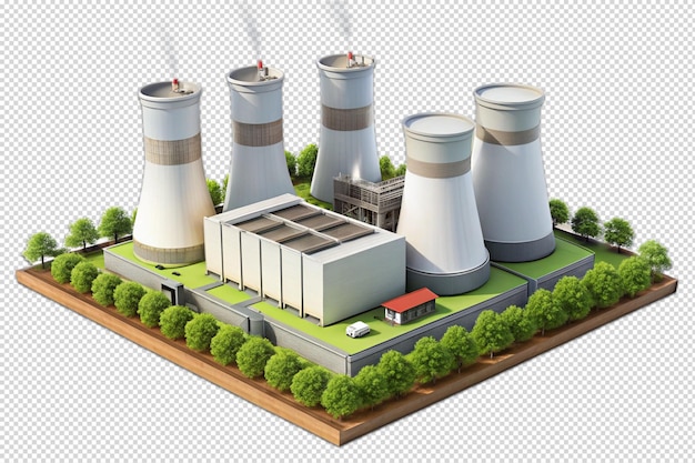 PSD 3d nuclear power plant isolate on transparency background 1