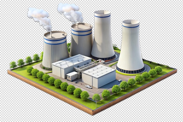 PSD 3d nuclear power plant isolate on transparency background 5