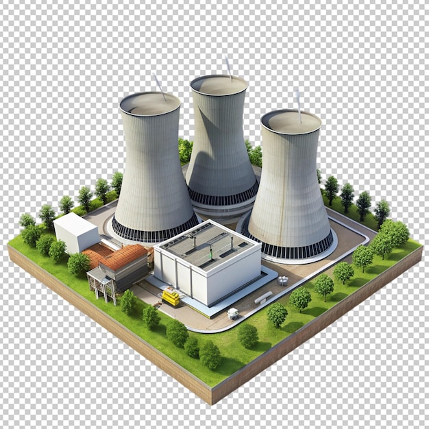 3d nuclear power plant on transparent background