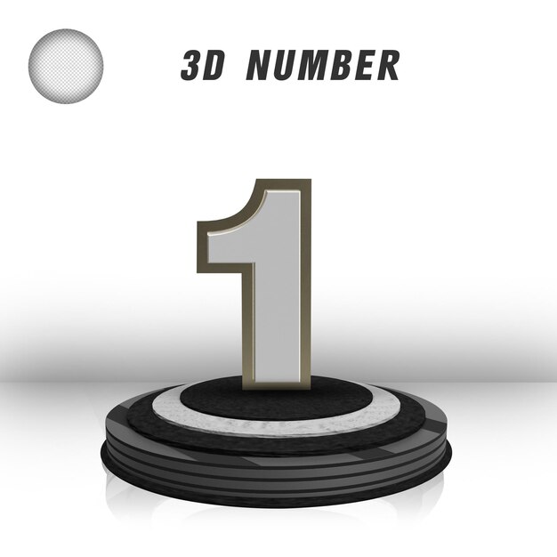 3d number 1 red element for psd composition