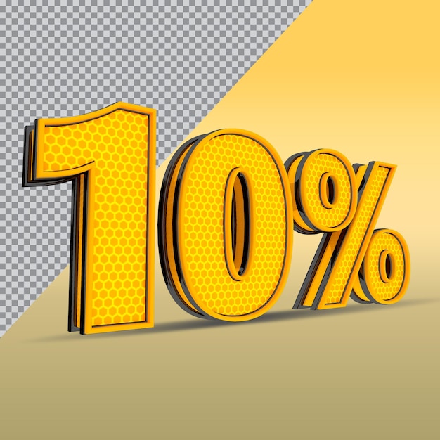 3D Number 10 Promotion or Discount Style Color Yellow