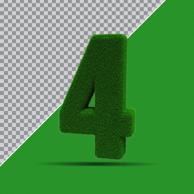 3d number 4 from grass green