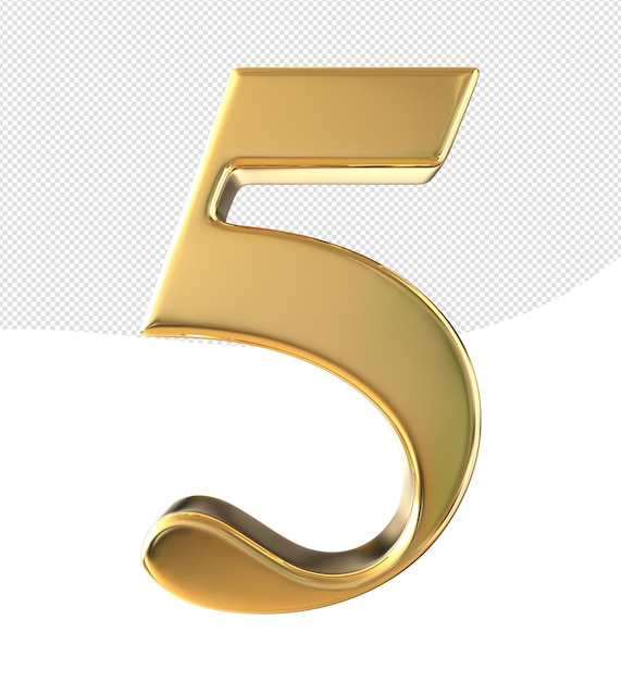 3d number 5 golden luxury