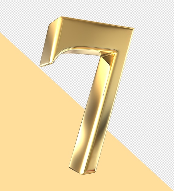 3d number 7 golden luxury