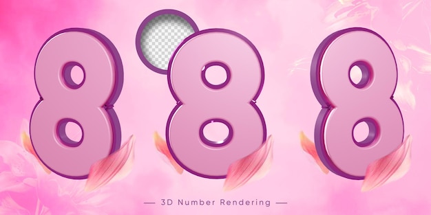 3D Number 8 pink