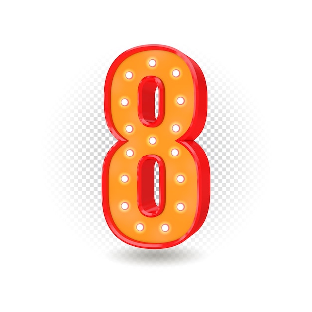 3d number 8 with light bulb premium psd