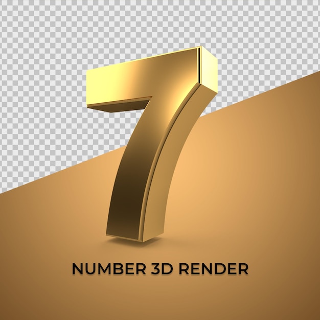 3d numbers 7 gold style