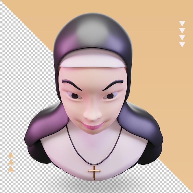 3d Nun easter icon rendering Top view