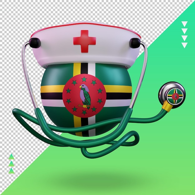 3d nurse day Dominica flag rendering front view