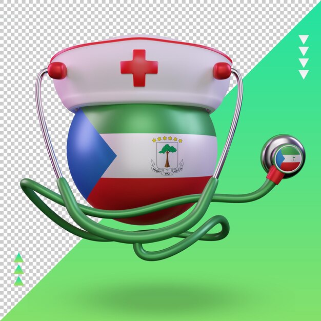 3d nurse day Equatorial Guinea flag rendering front view