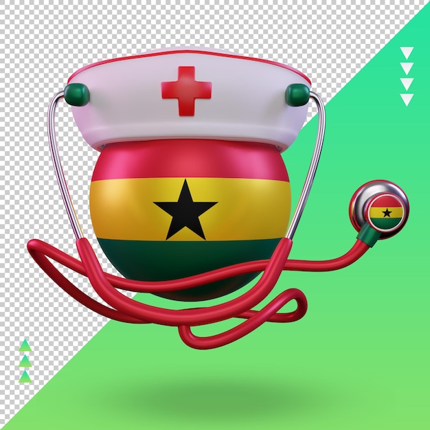 3d nurse day Ghana flag rendering front view