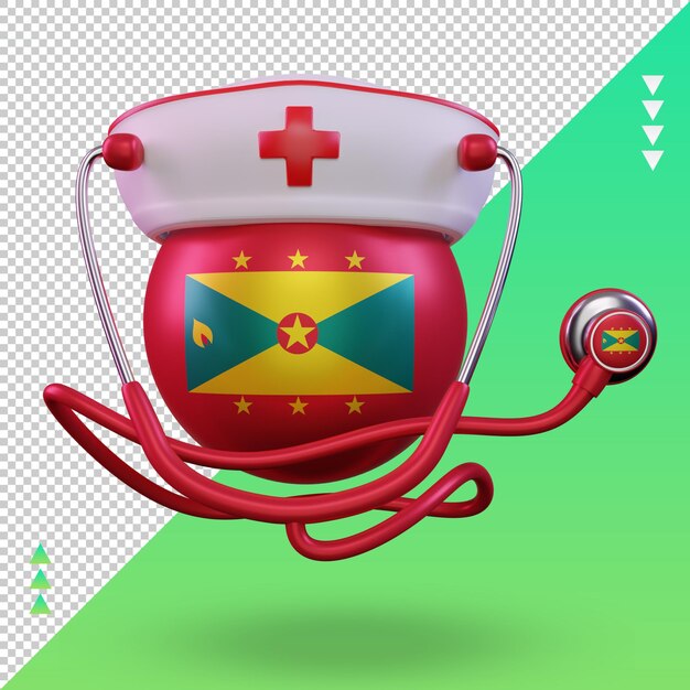 3d nurse day Grenada flag rendering front view