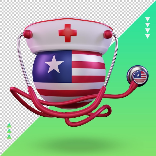 3d nurse day Liberia flag rendering front view