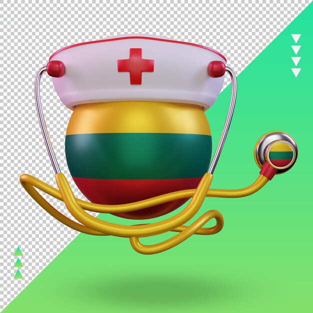 3d nurse day Lithuania flag rendering front view